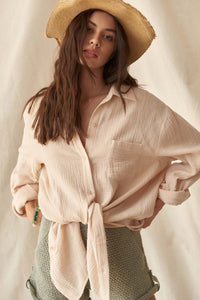 Let Loose Oversized Crinkle Cotton Pocket Shirt - ShopPromesa