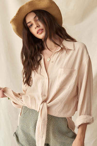 Let Loose Oversized Crinkle Cotton Pocket Shirt - ShopPromesa