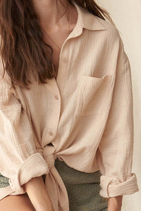 Let Loose Oversized Crinkle Cotton Pocket Shirt - ShopPromesa