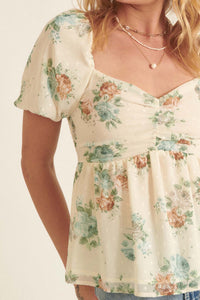 Soft Daydream Floral Swiss Dot Babydoll Top - ShopPromesa