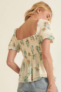 Soft Daydream Floral Swiss Dot Babydoll Top - ShopPromesa