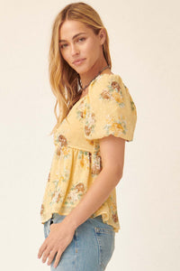 Soft Daydream Floral Swiss Dot Babydoll Top - ShopPromesa