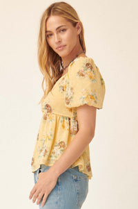 Soft Daydream Floral Swiss Dot Babydoll Top - ShopPromesa