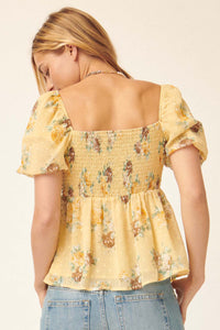 Soft Daydream Floral Swiss Dot Babydoll Top - ShopPromesa