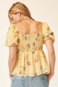 Soft Daydream Floral Swiss Dot Babydoll Top - ShopPromesa