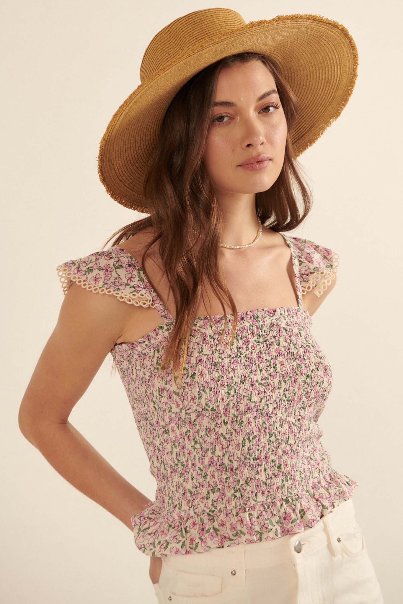 Valley Breeze Smocked Floral Cami Top - ShopPromesa