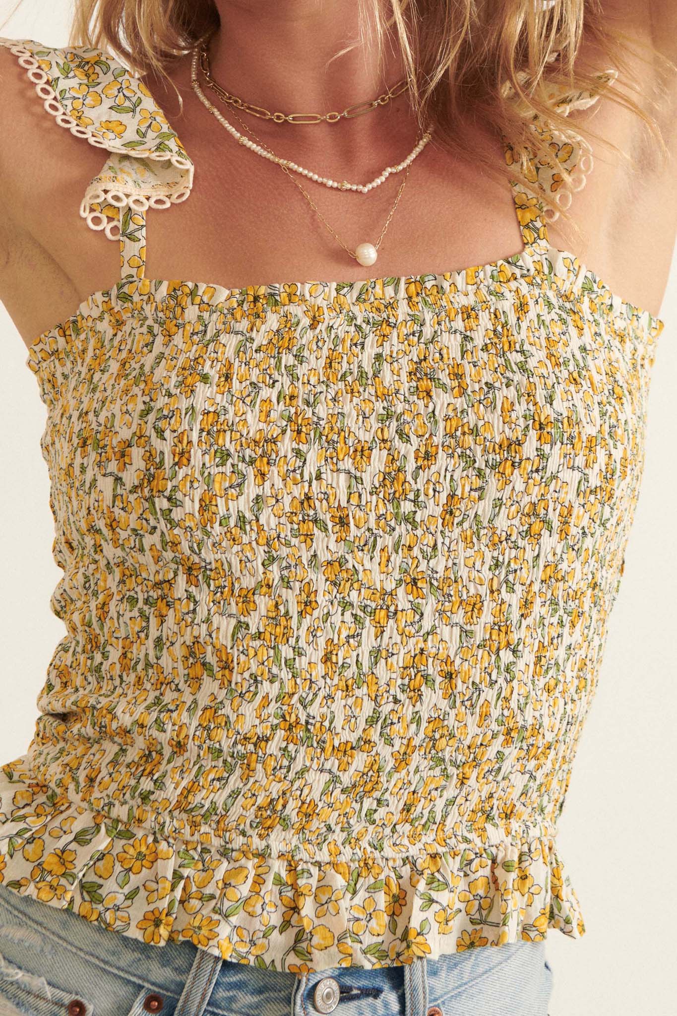 Valley Breeze Smocked Floral Cami Top - ShopPromesa