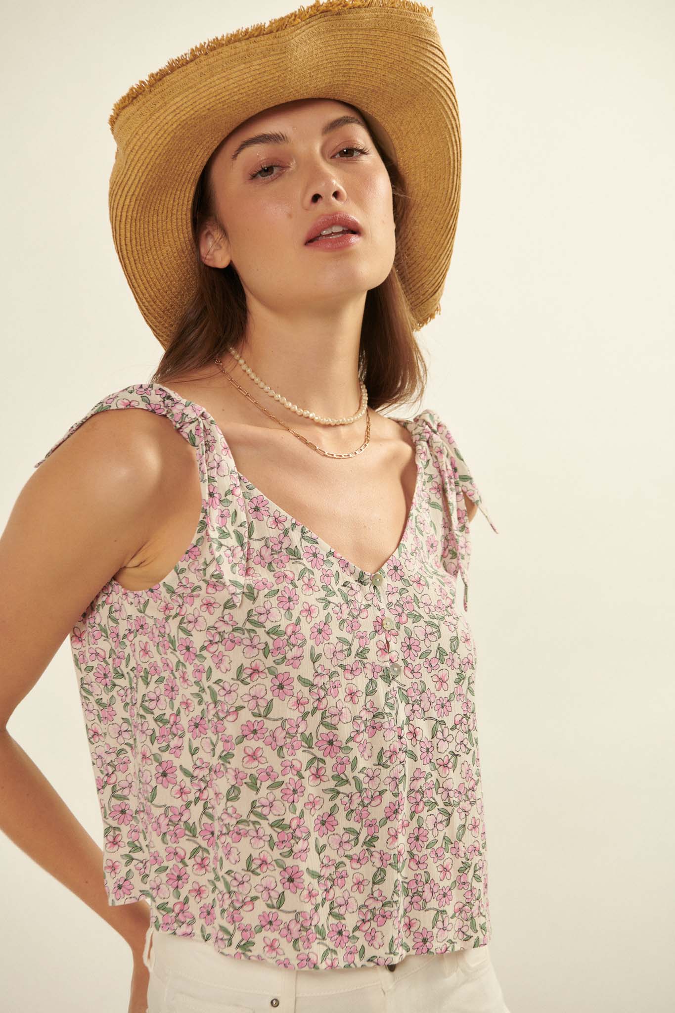 Happy Valley Floral Tie-Strap Cami Top - ShopPromesa