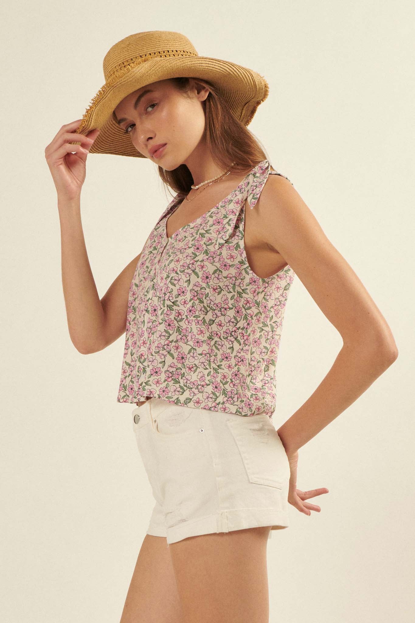 Happy Valley Floral Tie-Strap Cami Top - ShopPromesa