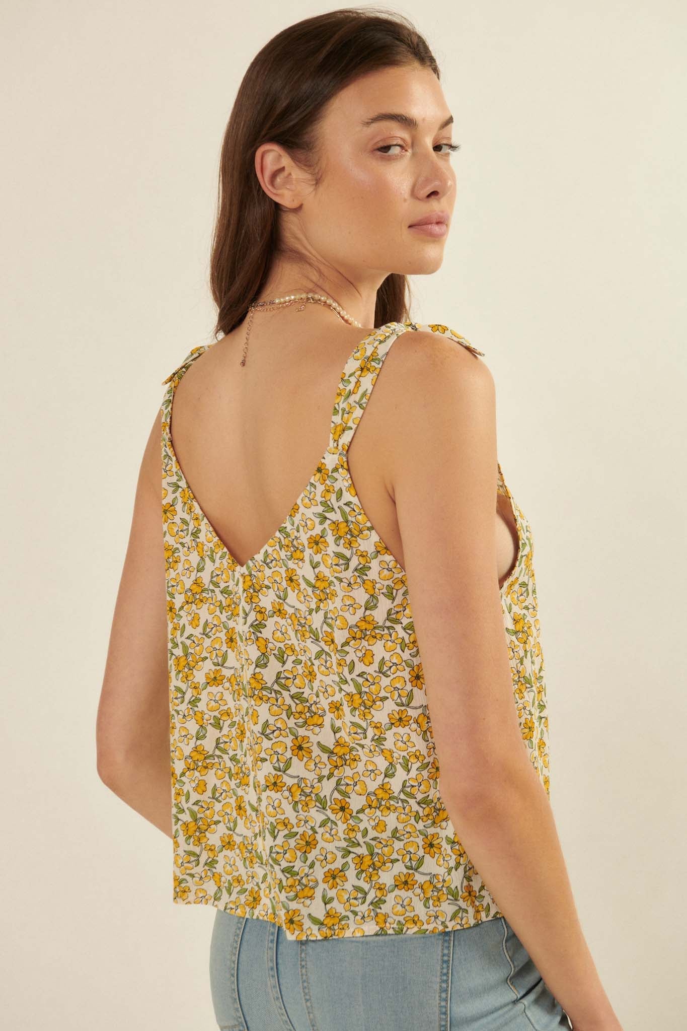 Happy Valley Floral Tie-Strap Cami Top - ShopPromesa