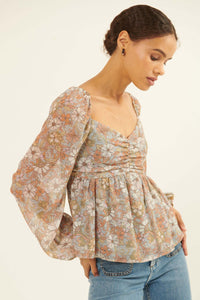 Beautiful Blooms Floral Babydoll Peasant Top - ShopPromesa