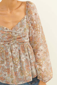 Beautiful Blooms Floral Babydoll Peasant Top - ShopPromesa