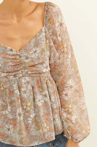 Beautiful Blooms Floral Babydoll Peasant Top - ShopPromesa