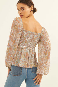 Beautiful Blooms Floral Babydoll Peasant Top - ShopPromesa