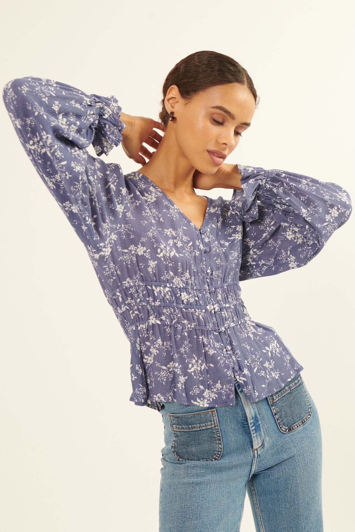 Effortless Elegance Floral Button-Front Top - ShopPromesa