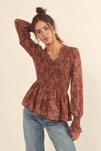 Budding Joy Smocked Floral Peasant Top - ShopPromesa