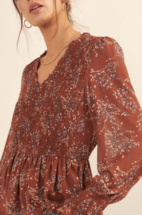 Budding Joy Smocked Floral Peasant Top - ShopPromesa