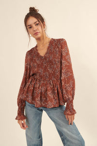 Budding Joy Smocked Floral Peasant Top - ShopPromesa