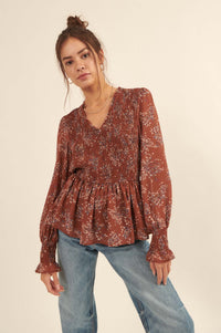 Budding Joy Smocked Floral Peasant Top - ShopPromesa