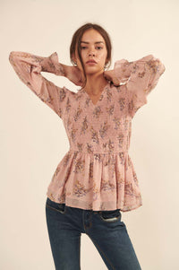 Budding Joy Smocked Floral Peasant Top - ShopPromesa