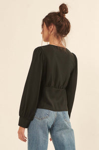 Raison d'Être Satin-Stripe Buttoned Blouse - ShopPromesa