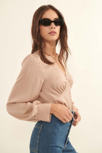 Raison d'Être Satin-Stripe Buttoned Blouse - ShopPromesa