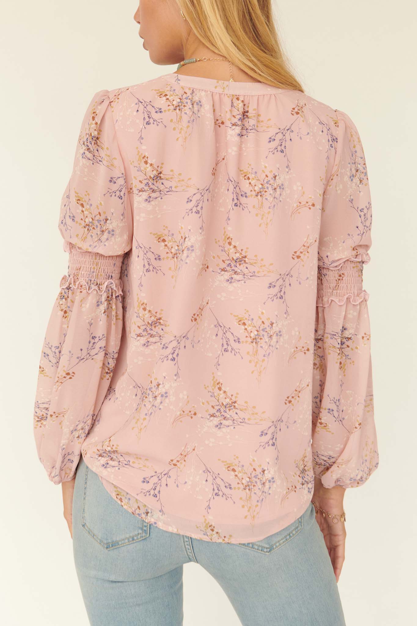 Yours Truly Floral Chiffon Peasant Top - ShopPromesa