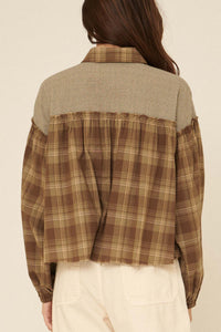 Orchard Hill Buttoned Plaid Peasant Top - ShopPromesa