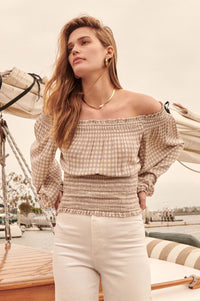 Sure Thing Off-Shoulder Plaid Peasant Top - ShopPromesa