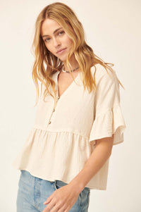 Heaven Sent Ruffled Crinkle Cotton Babydoll Top - ShopPromesa