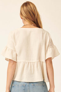 Heaven Sent Ruffled Crinkle Cotton Babydoll Top - ShopPromesa