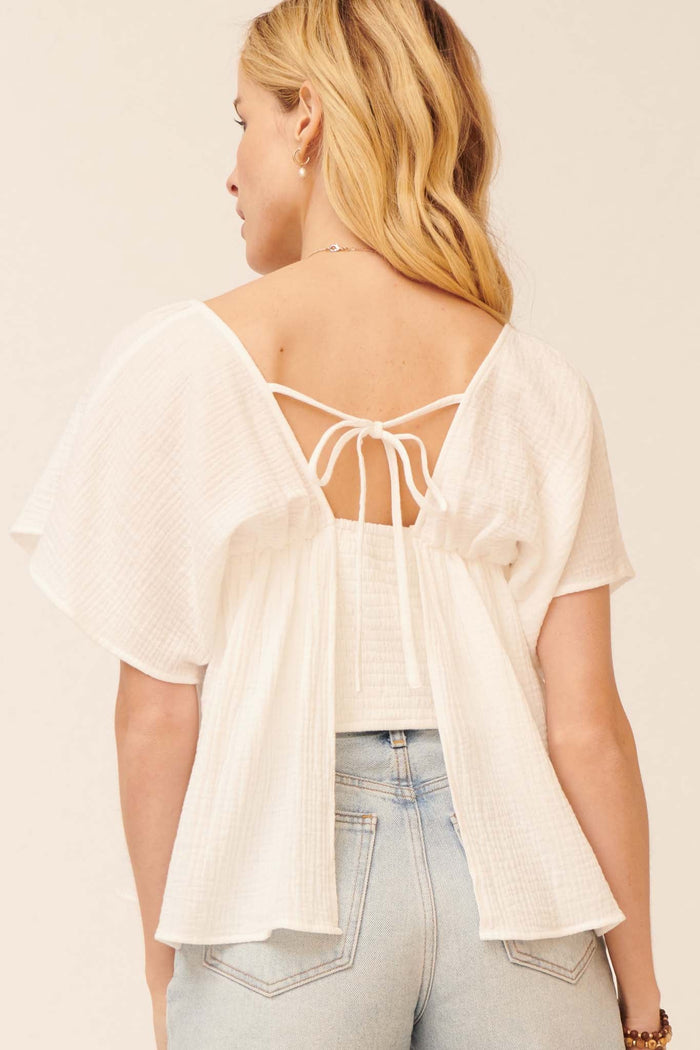 Gentle Touch Crinkle Cotton Peasant Top - ShopPromesa