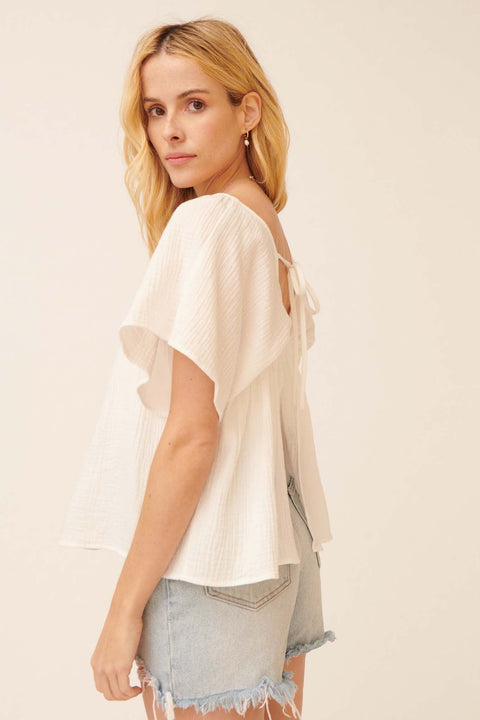 Gentle Touch Crinkle Cotton Peasant Top - ShopPromesa