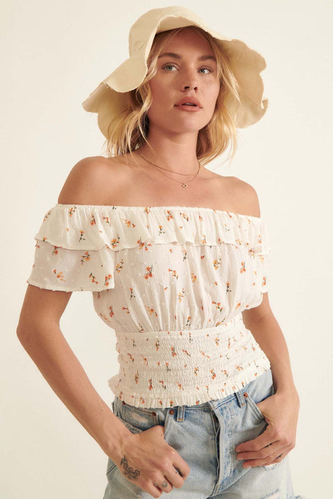 Charm and Grace Off-Shoulder Floral Peasant Top - ShopPromesa