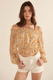 Sunny Meadow Floral Off-Shoulder Peasant Top - ShopPromesa