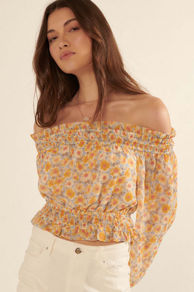 Sunny Meadow Floral Off-Shoulder Peasant Top - ShopPromesa