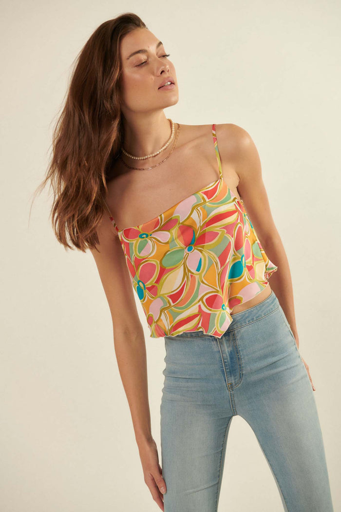 Dream On Floral Satin Handkerchief Cami Top - ShopPromesa