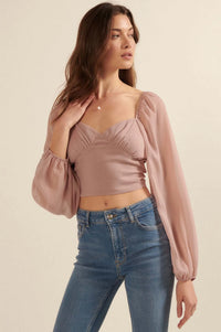 Morning Whisper Open-Back Cropped Peasant Top - ShopPromesa