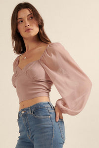 Morning Whisper Open-Back Cropped Peasant Top - ShopPromesa