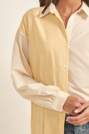 Straight Talk Striped Colorblock Button-Up Shirt - ShopPromesa