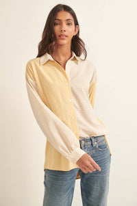 Straight Talk Striped Colorblock Button-Up Shirt - ShopPromesa