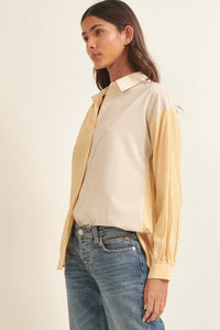 Straight Talk Striped Colorblock Button-Up Shirt - ShopPromesa