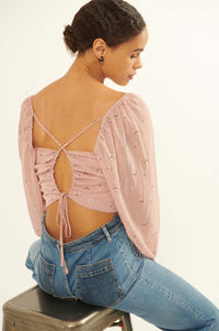 Belle Fleur Floral Open-Back Cropped Peasant Top - ShopPromesa