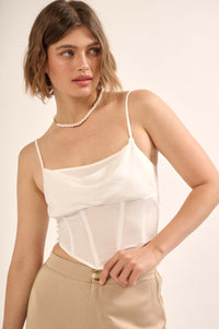 Truly Tempting Satin Cowl Neck Corset Cami Top - ShopPromesa