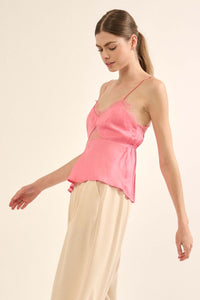 Good Graces Satin and Lace Keyhole Cami Top - ShopPromesa