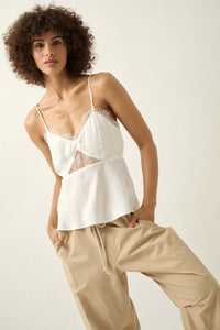 Good Graces Satin and Lace Keyhole Cami Top - ShopPromesa