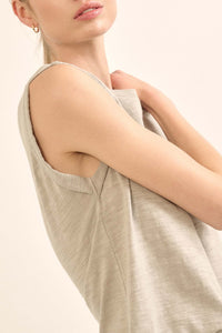 Easy Fit Vintage-Wash Slub Cotton Sleeveless Tee - ShopPromesa