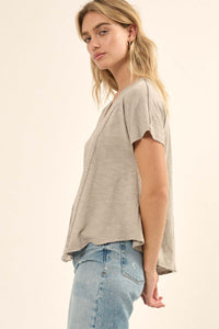 Easy Fit Vintage-Wash Slub Cotton Exposed-Seam Tee - ShopPromesa