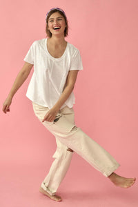 Easy Fit Vintage-Wash Slub Cotton Exposed-Seam Tee - ShopPromesa