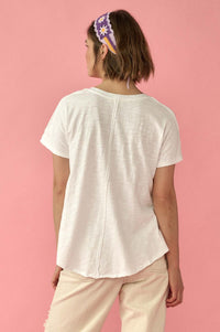 Easy Fit Vintage-Wash Slub Cotton Exposed-Seam Tee - ShopPromesa